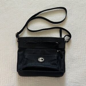 Elegant Black Textured Crossbody Bag
